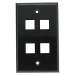 4Port Keystone Wallplate Black Smooth Face