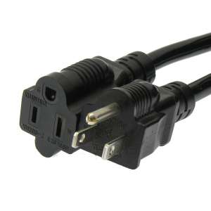 6Ft Power Cord 5-15P to 5-15R   Black / SJT 16/3