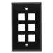 6Port Keystone Wallplate Black Smooth Face