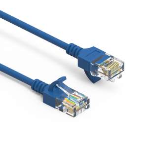 7Ft Cat6A UTP Slim Ethernet Network Booted Cable 28AWG Blue