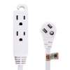 12Ft 16/3 Grounded 3-Outlet Flat Angle Power Extension Cord White